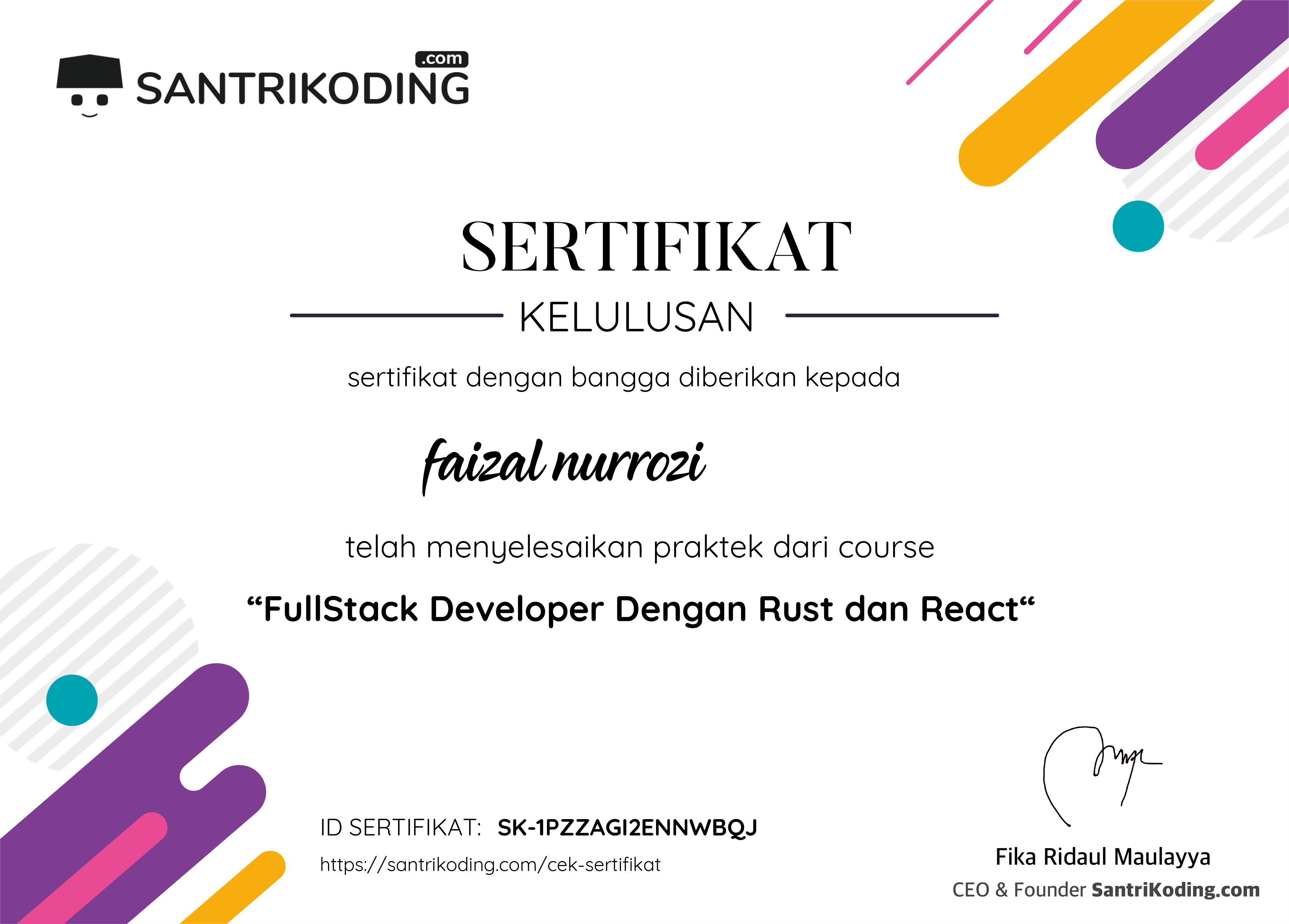 Sertifikat SK-1PZZAGI2ENNWBQJ