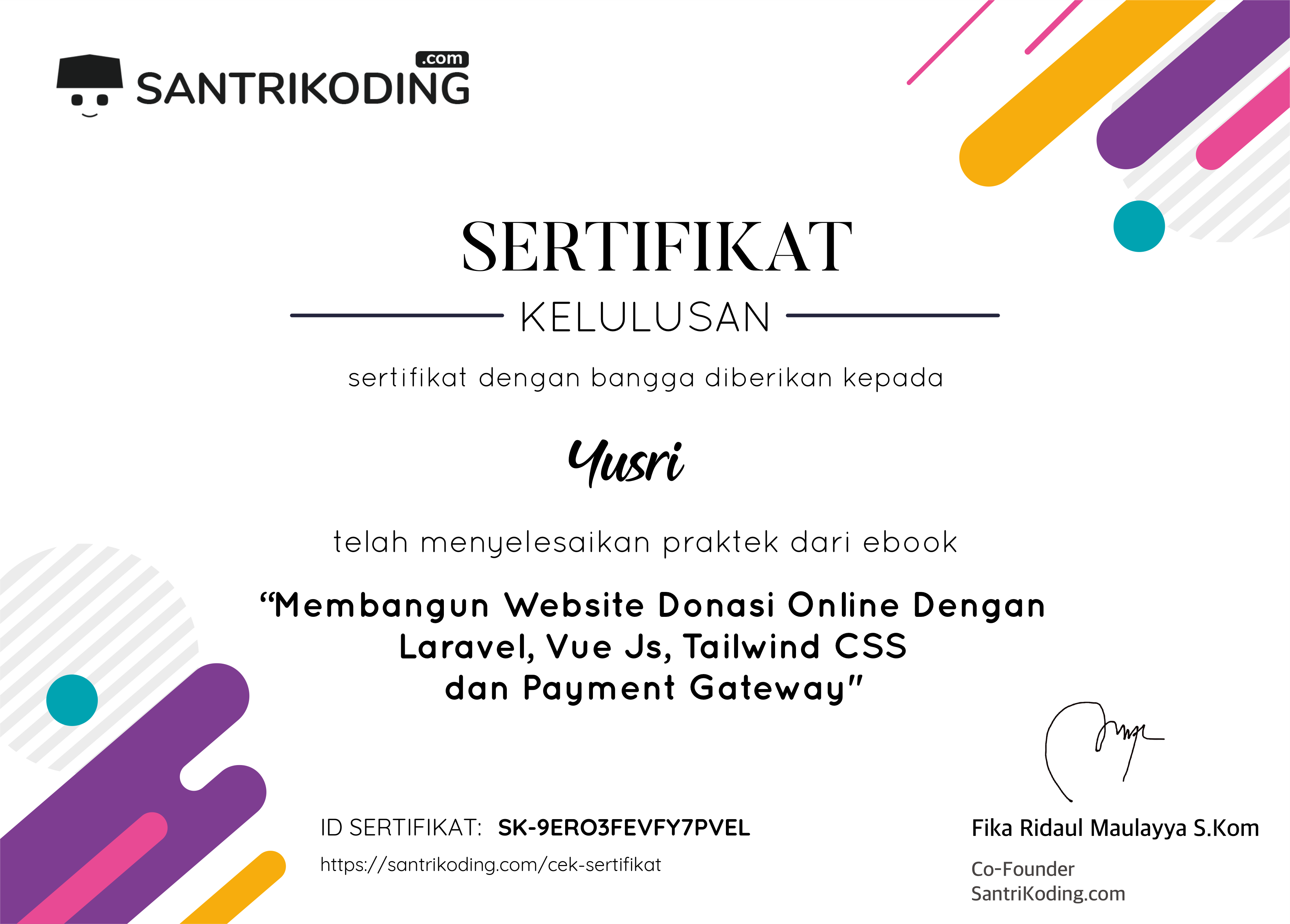 Sertifikat SK-9ERO3FEVFY7PVEL