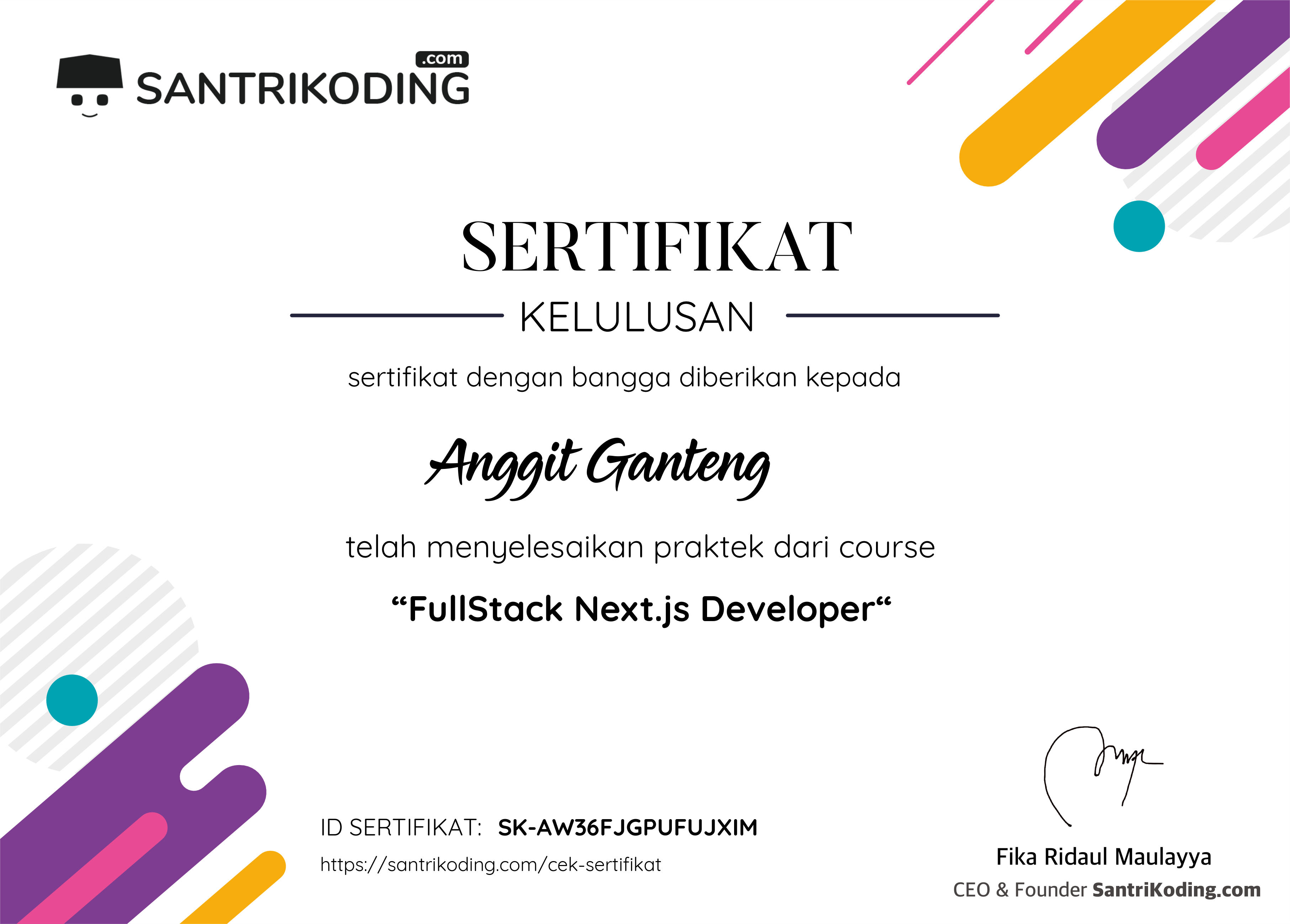 Sertifikat SK-AW36FJGPUFUJXIM