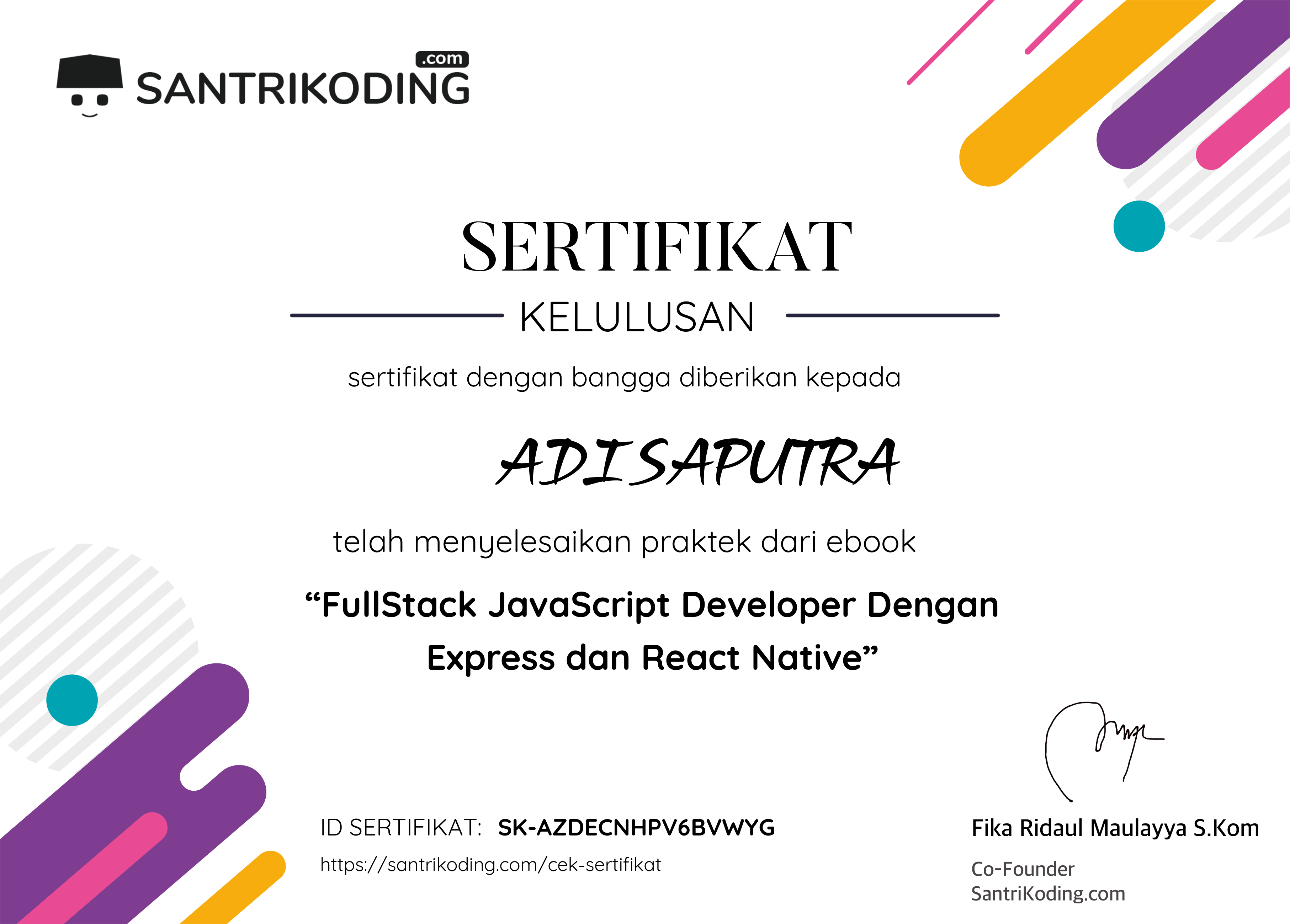Sertifikat SK-AZDECNHPV6BVWYG
