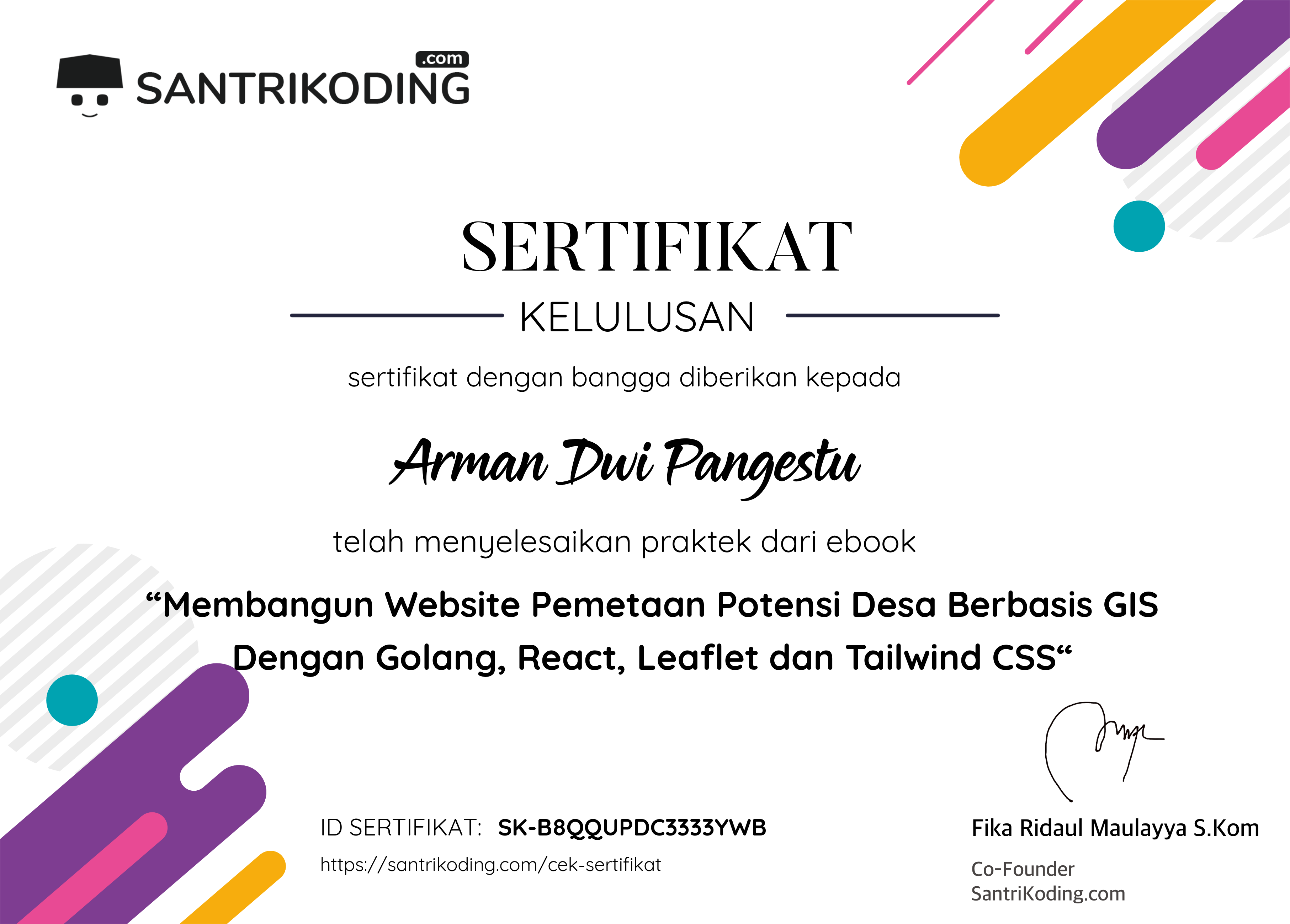 Sertifikat SK-B8QQUPDC3333YWB