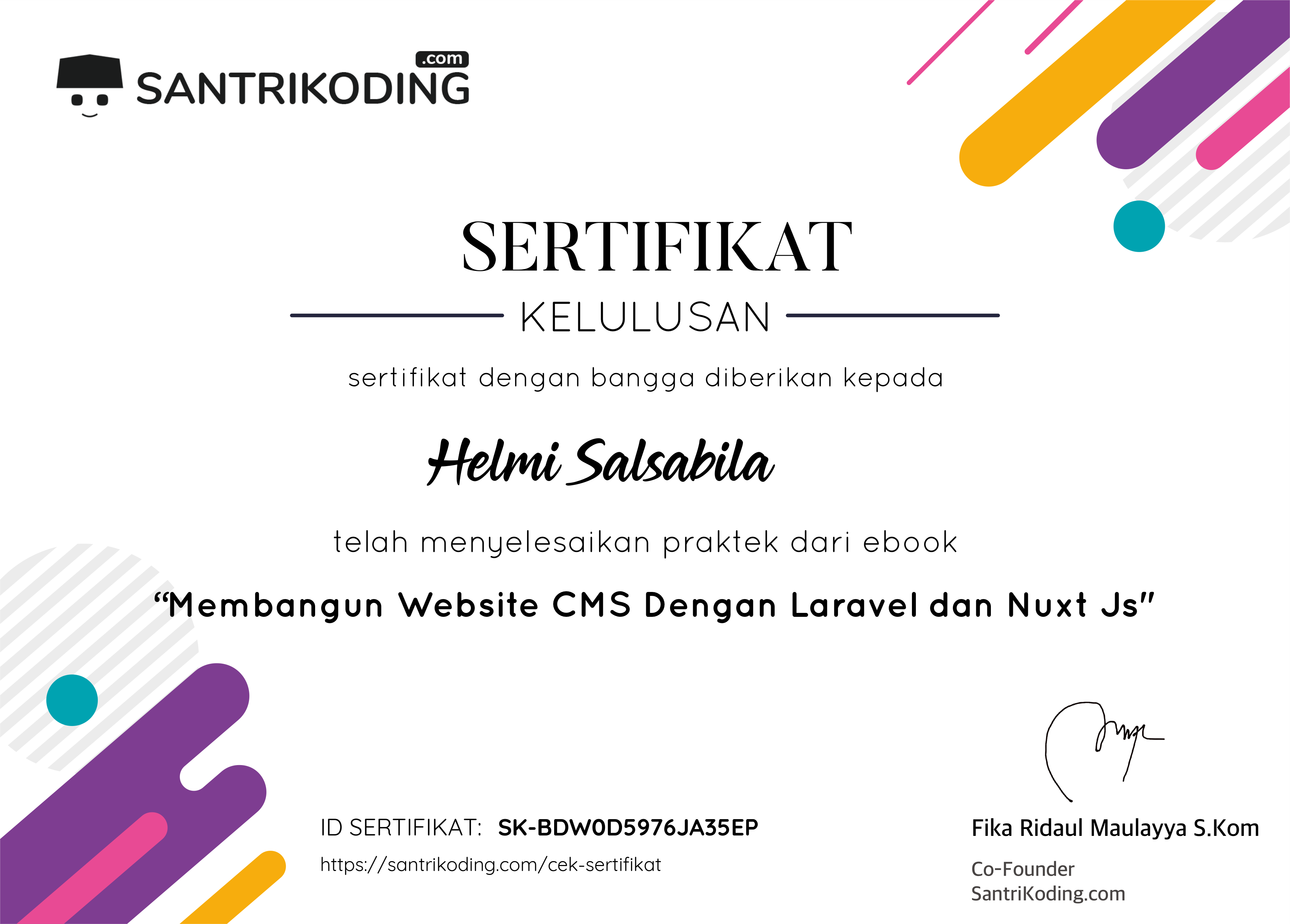 Sertifikat SK-BDW0D5976JA35EP