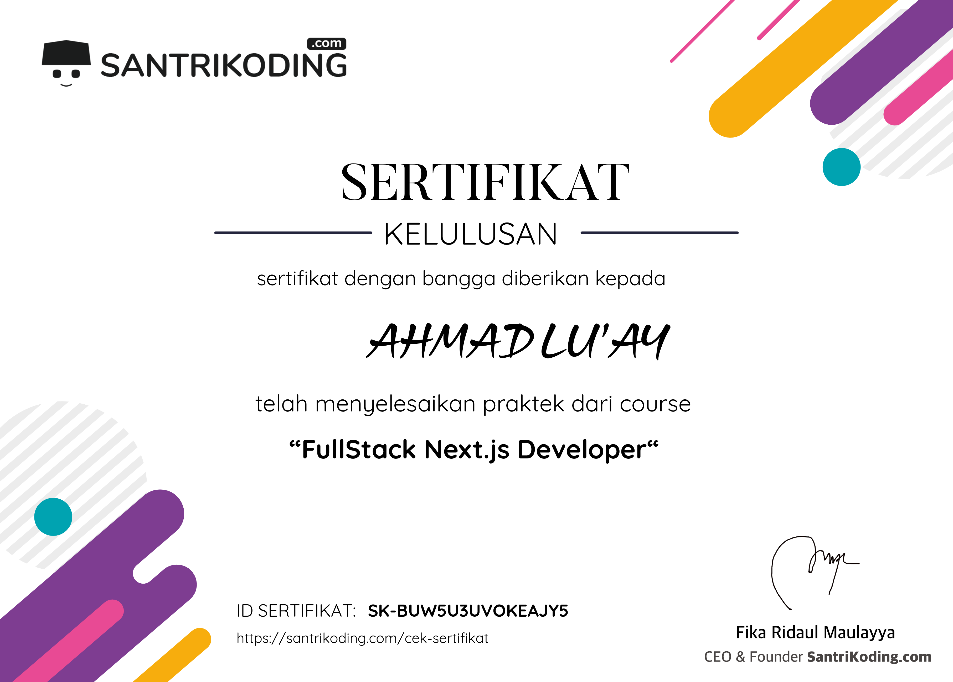 Sertifikat SK-BUW5U3UVOKEAJY5
