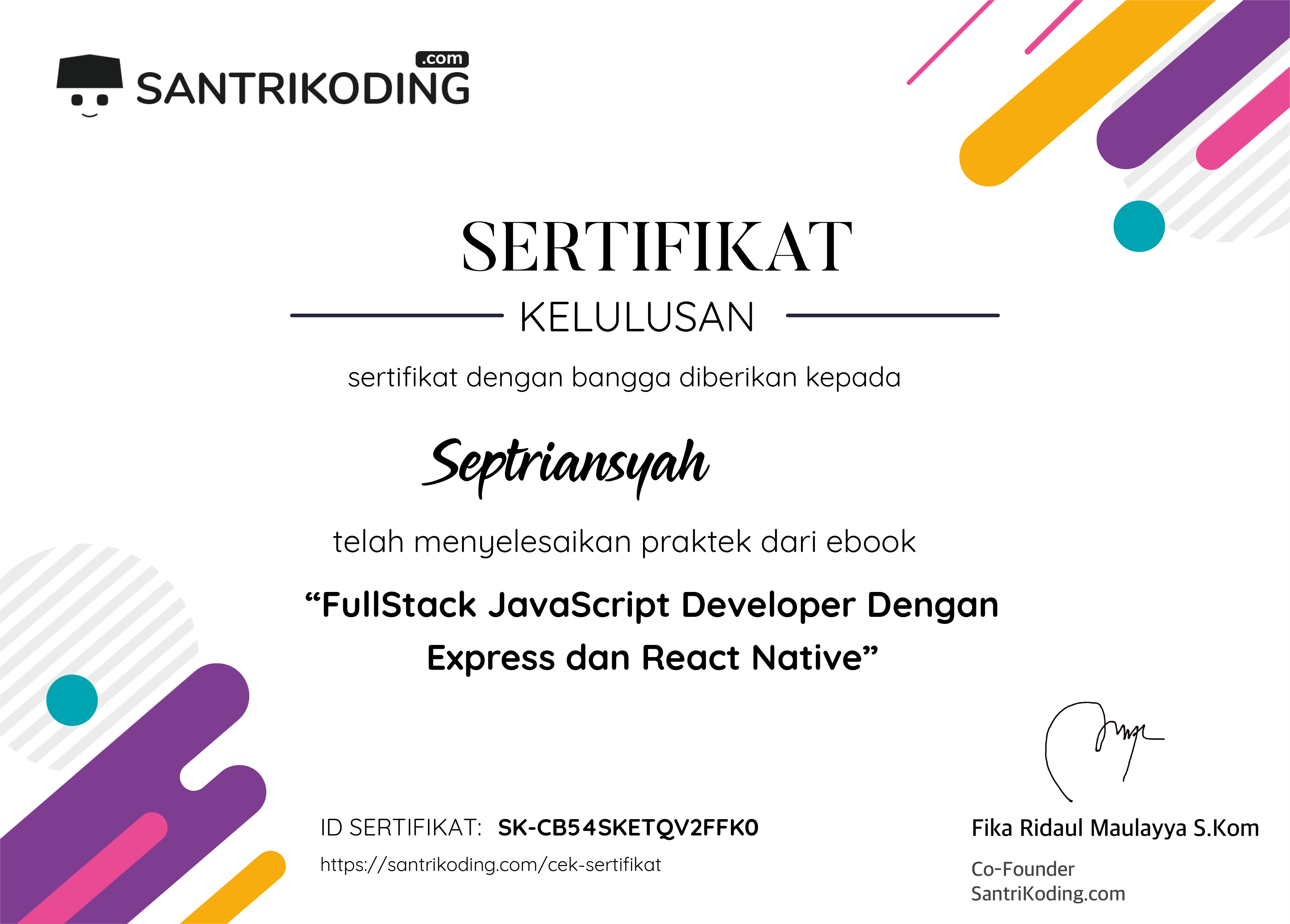 Sertifikat SK-CB54SKETQV2FFK0