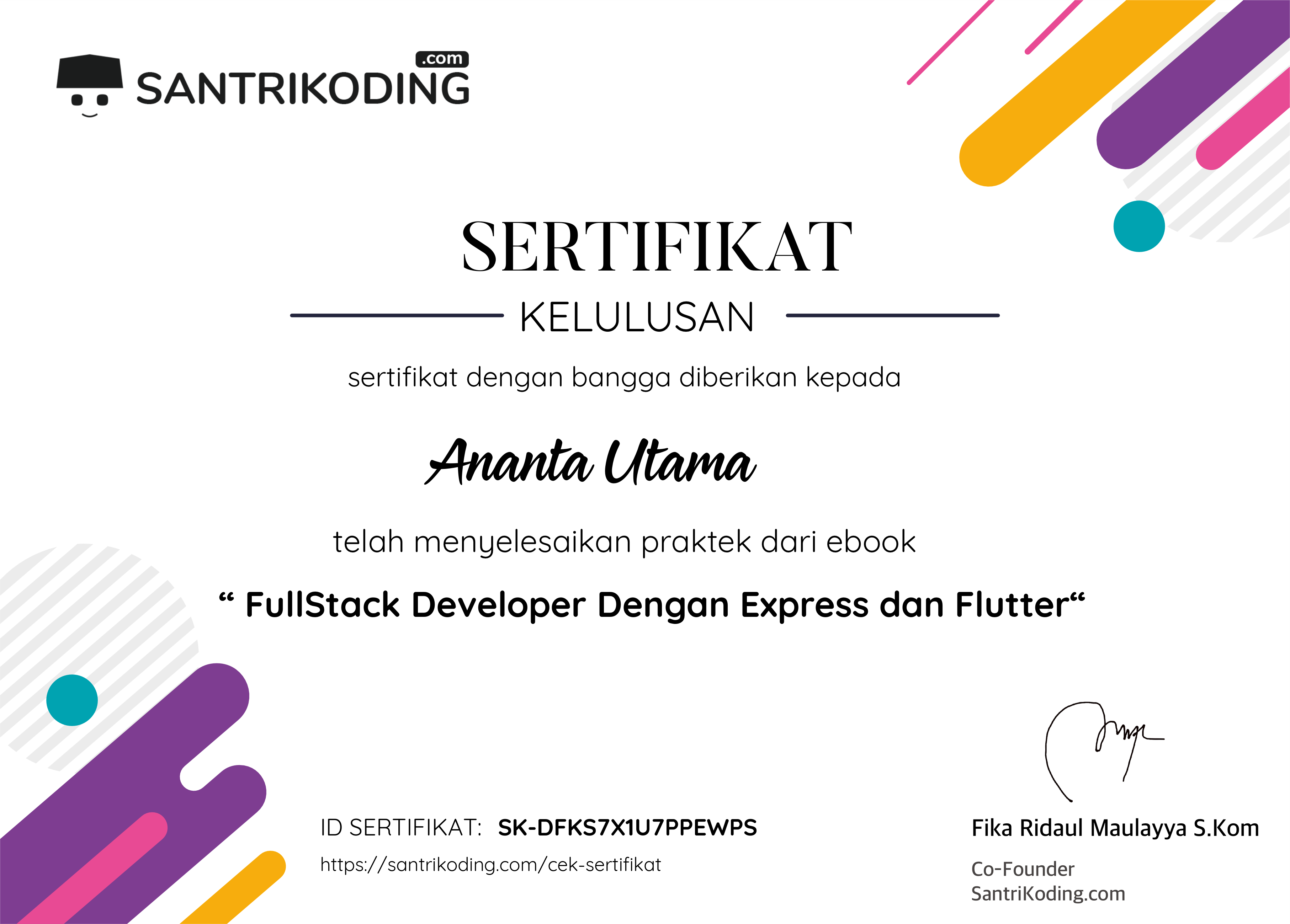 Sertifikat SK-DFKS7X1U7PPEWPS