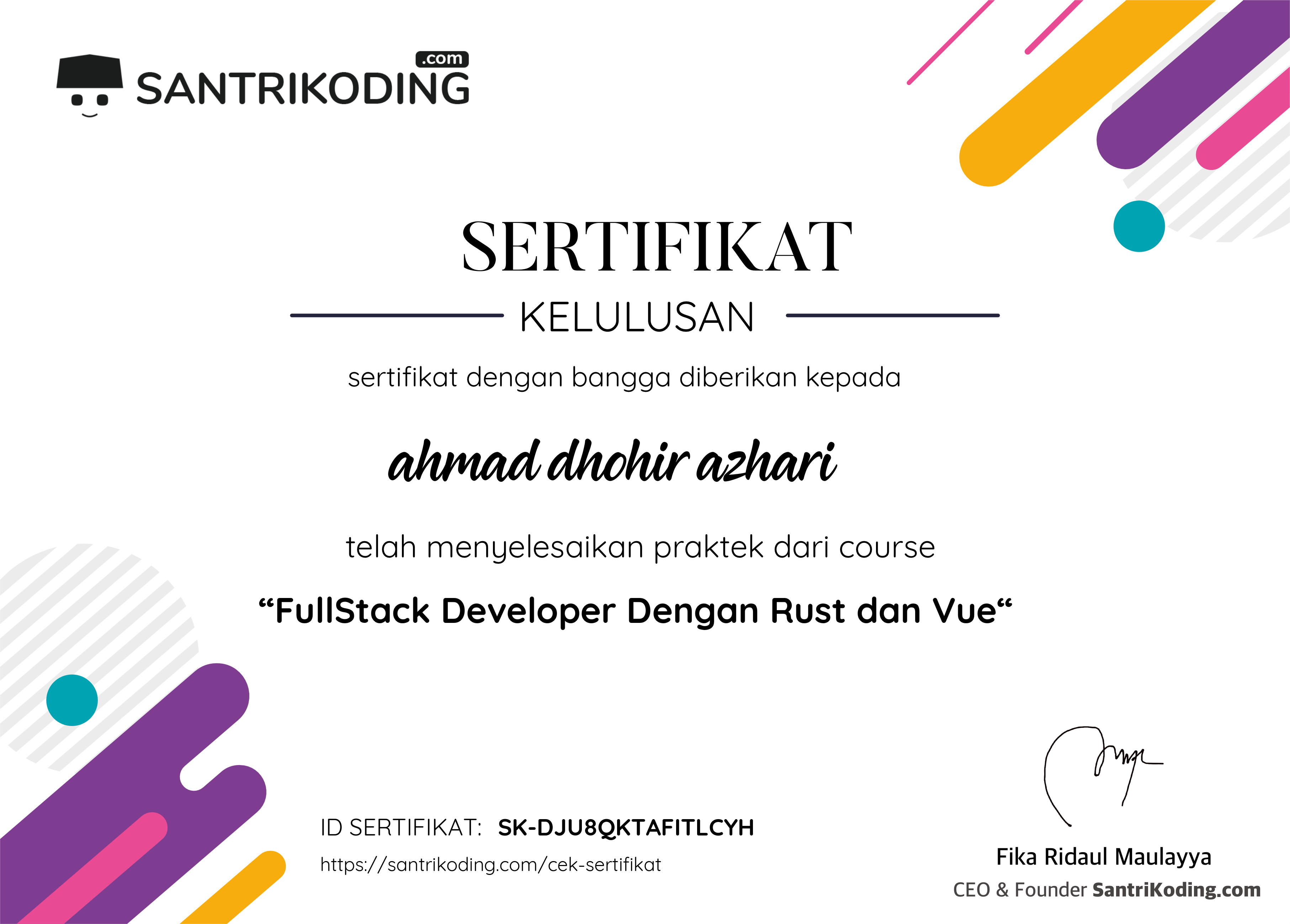 Sertifikat SK-DJU8QKTAFITLCYH