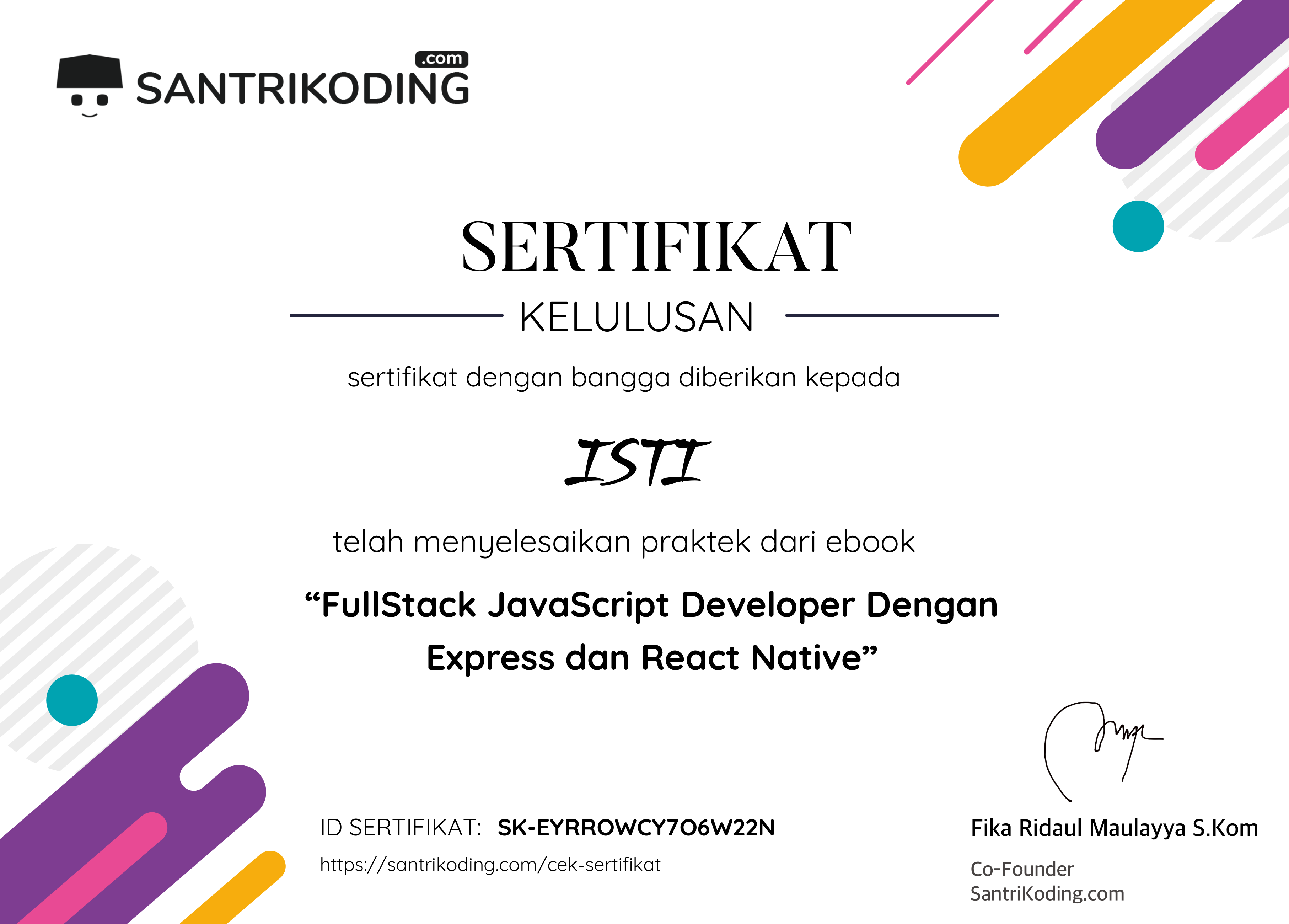 Sertifikat SK-EYRROWCY7O6W22N