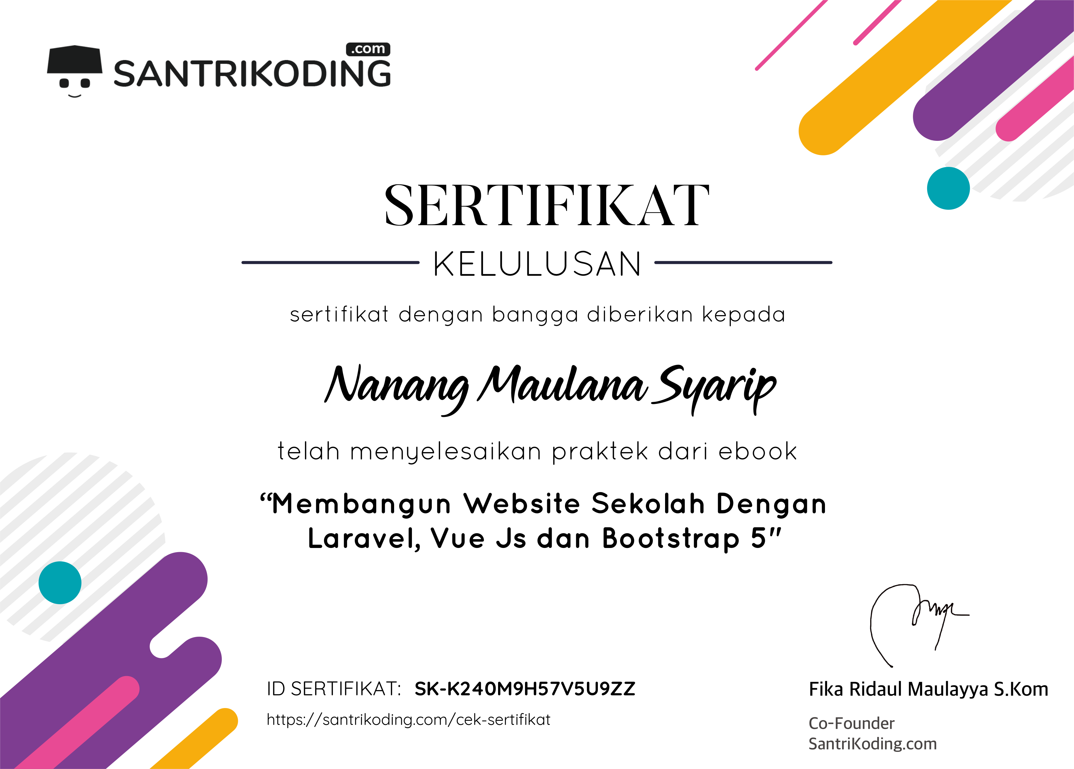 Sertifikat SK-K240M9H57V5U9ZZ