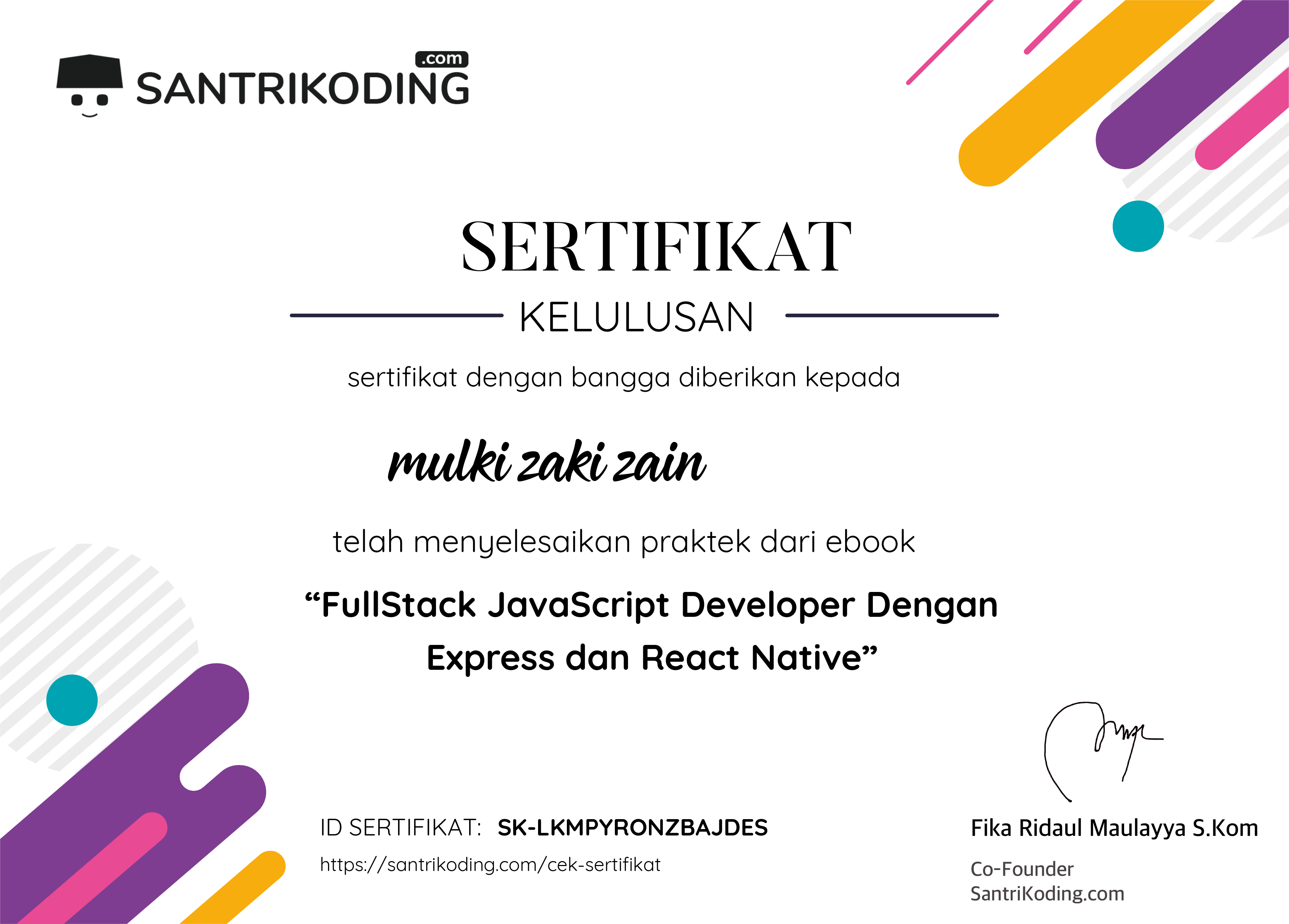 Sertifikat SK-LKMPYRONZBAJDES