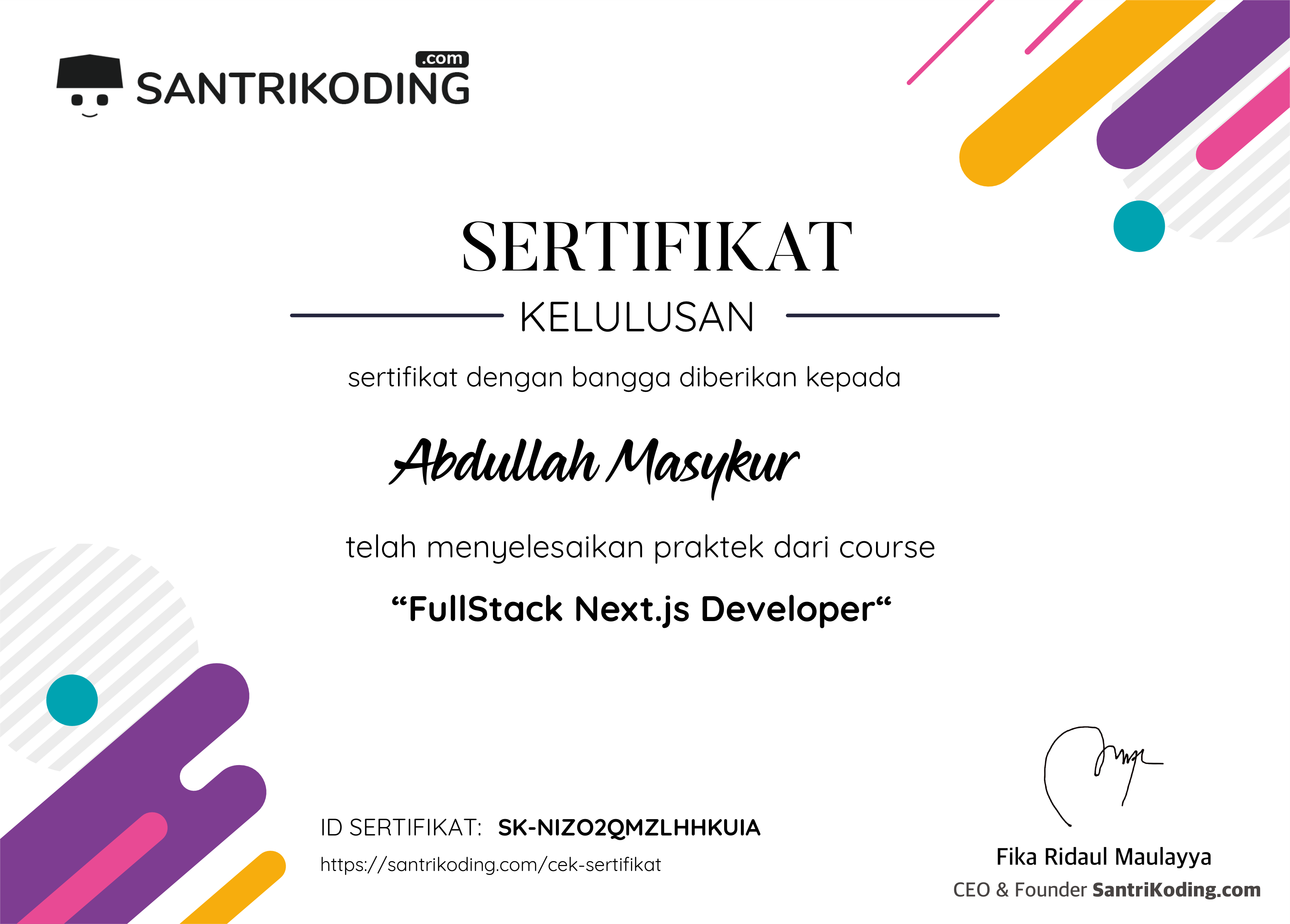 Sertifikat SK-NIZO2QMZLHHKUIA