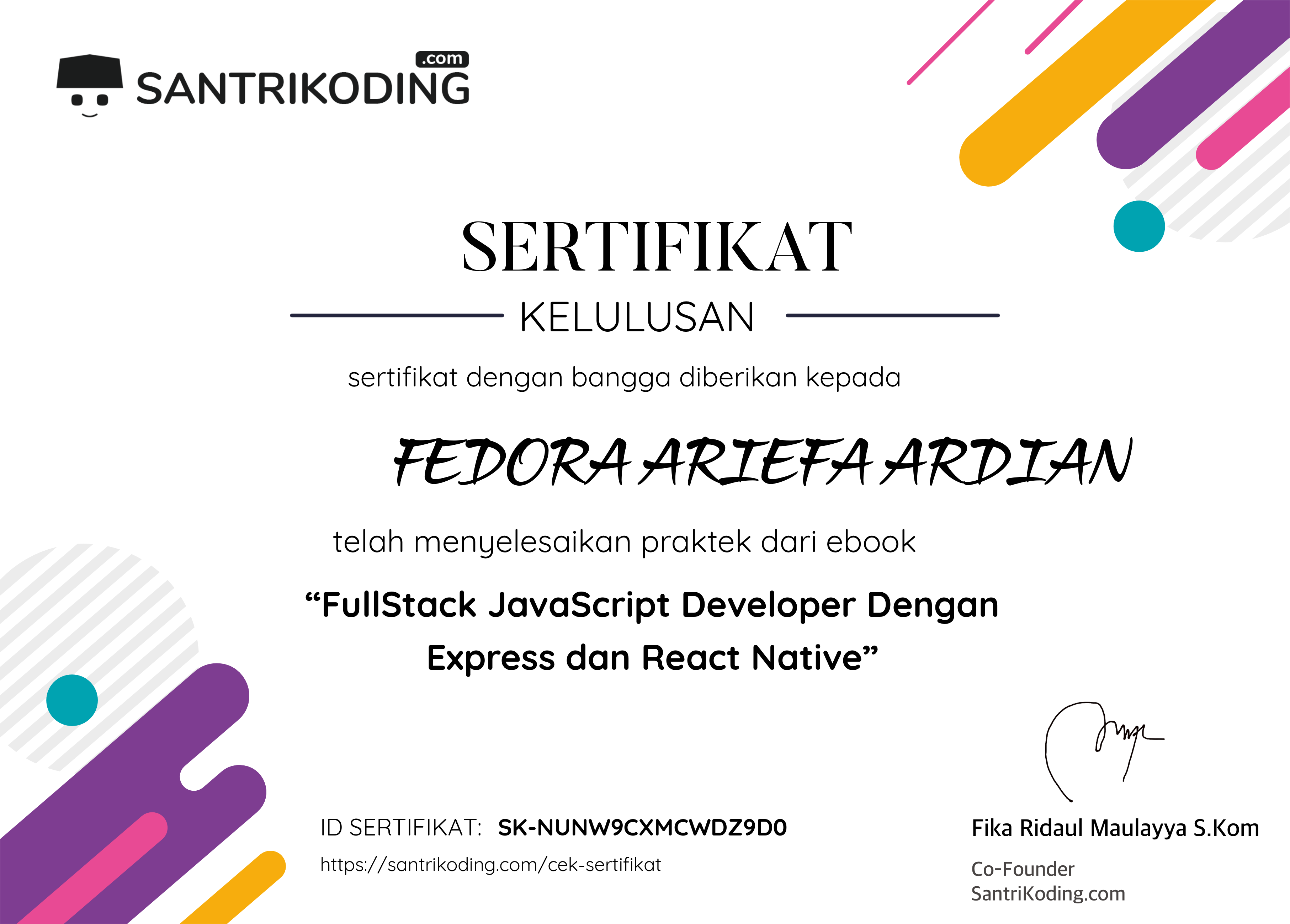 Sertifikat SK-NUNW9CXMCWDZ9D0