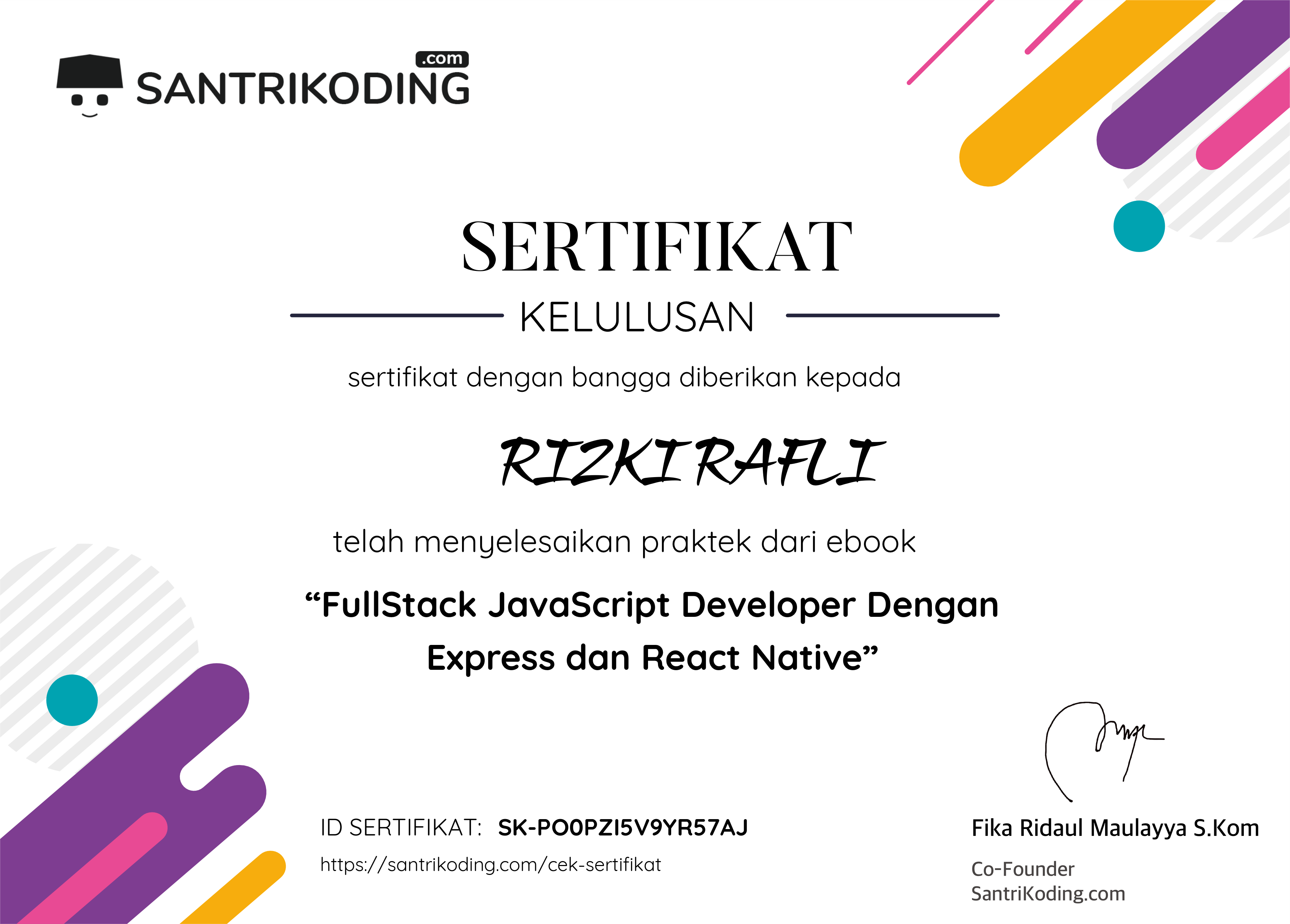Sertifikat SK-PO0PZI5V9YR57AJ