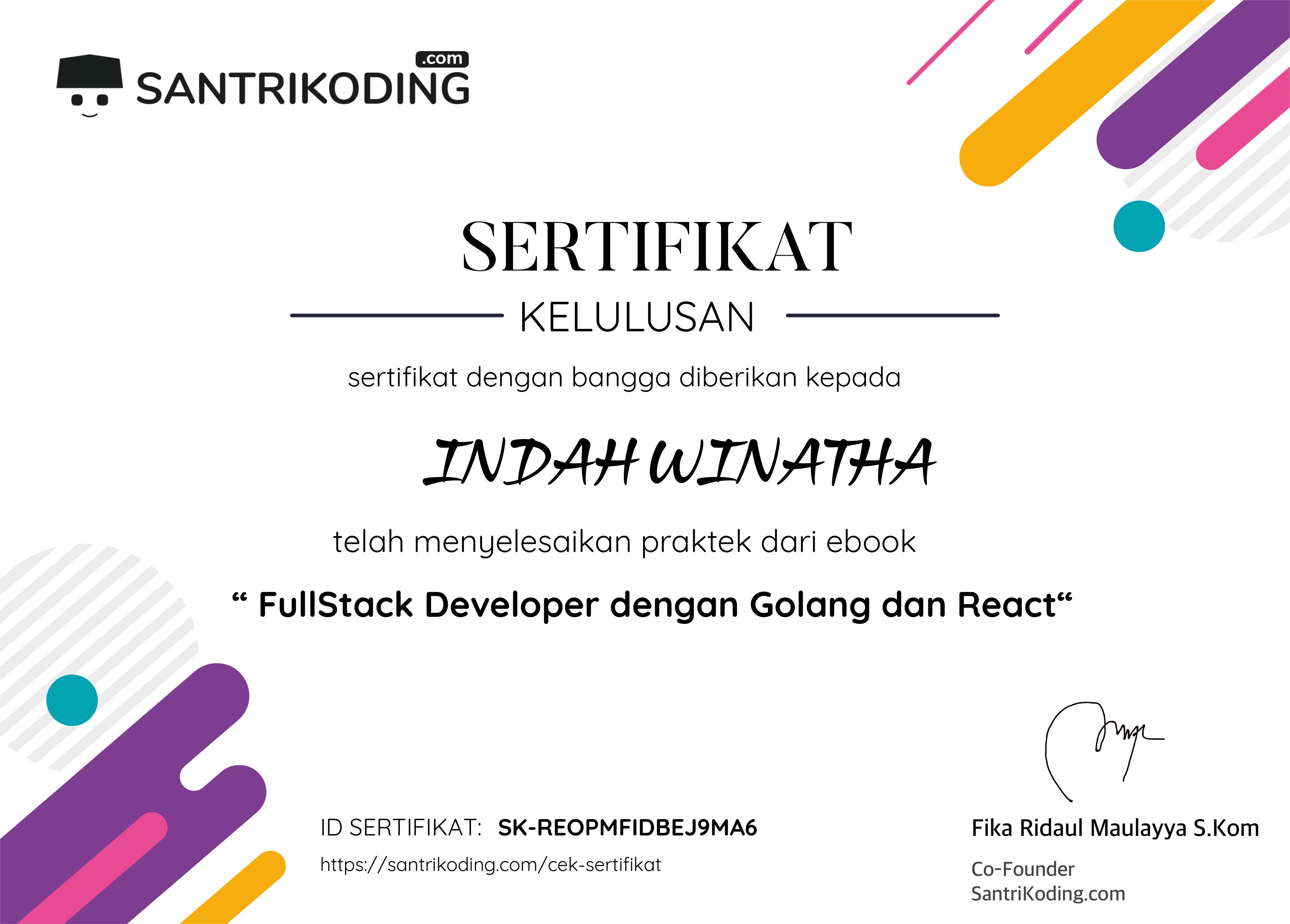 Sertifikat SK-REOPMFIDBEJ9MA6