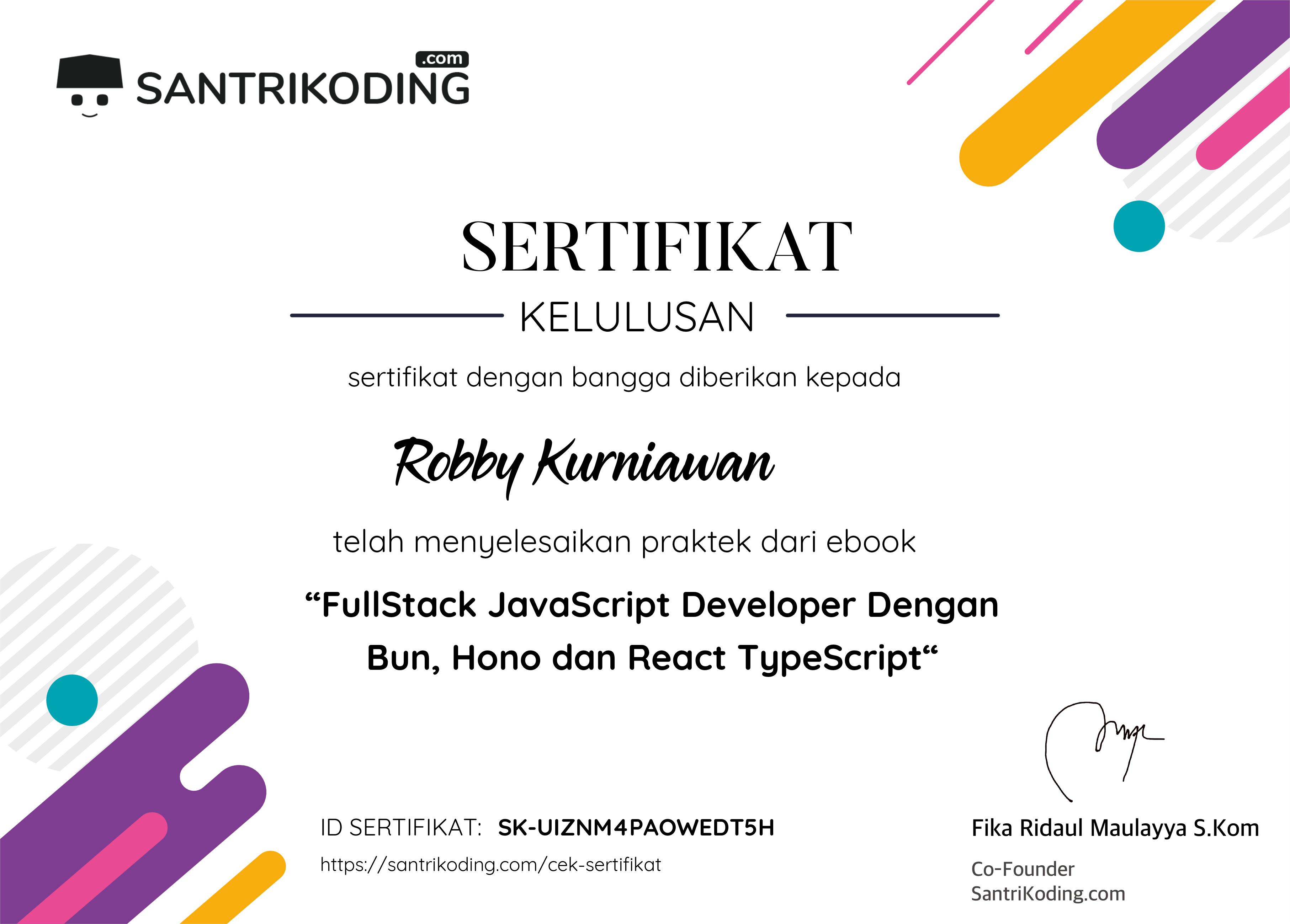 Sertifikat SK-UIZNM4PAOWEDT5H