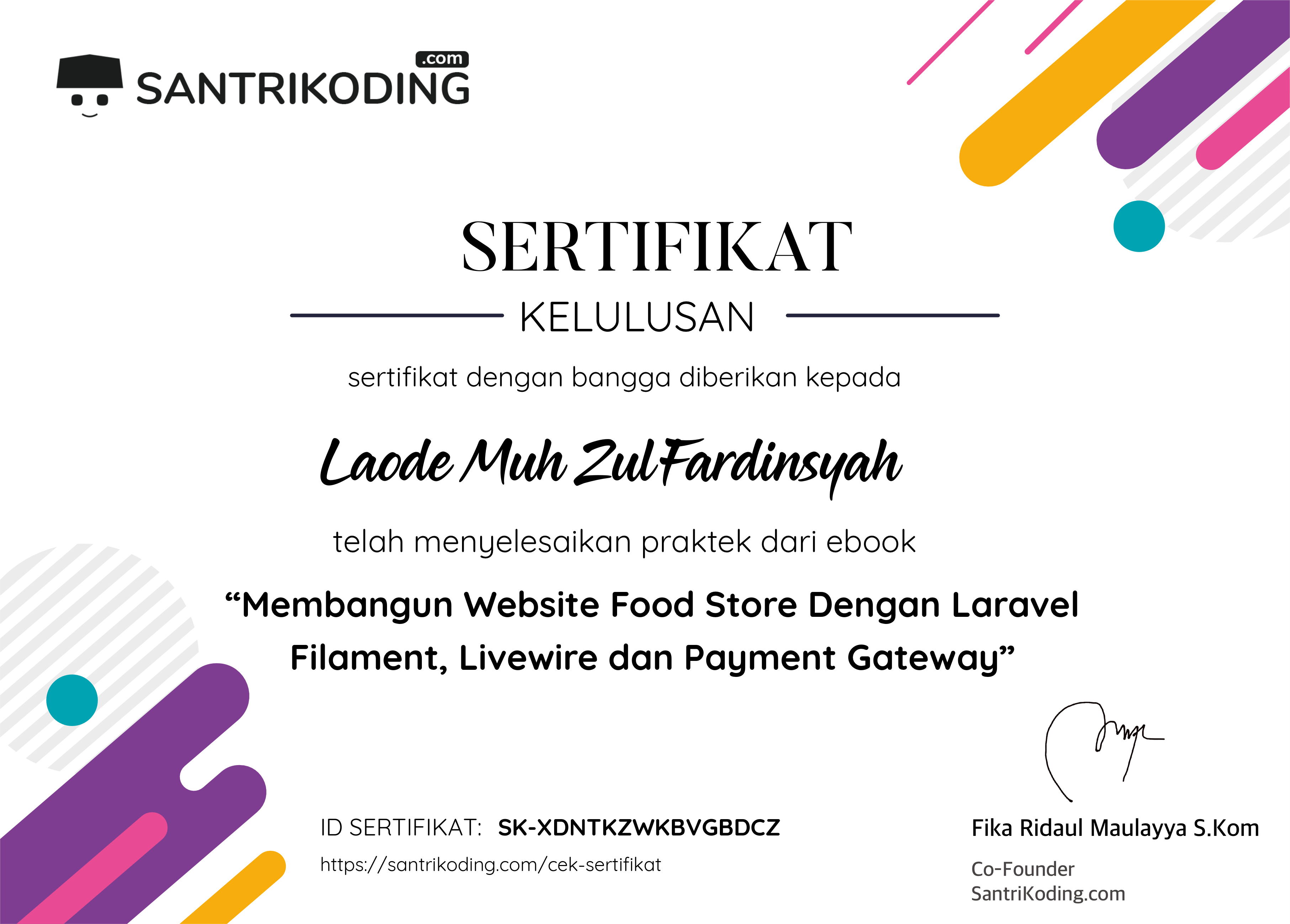 Sertifikat SK-XDNTKZWKBVGBDCZ