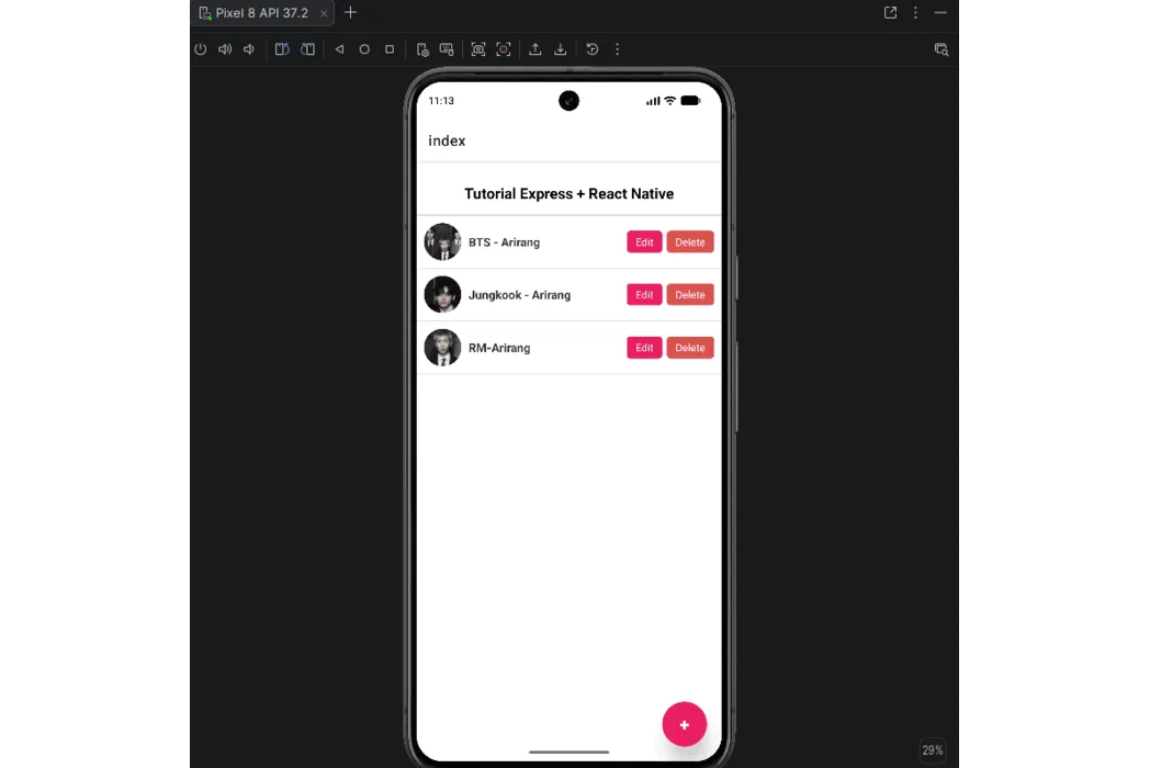 Simple CRUD list with BTS Data