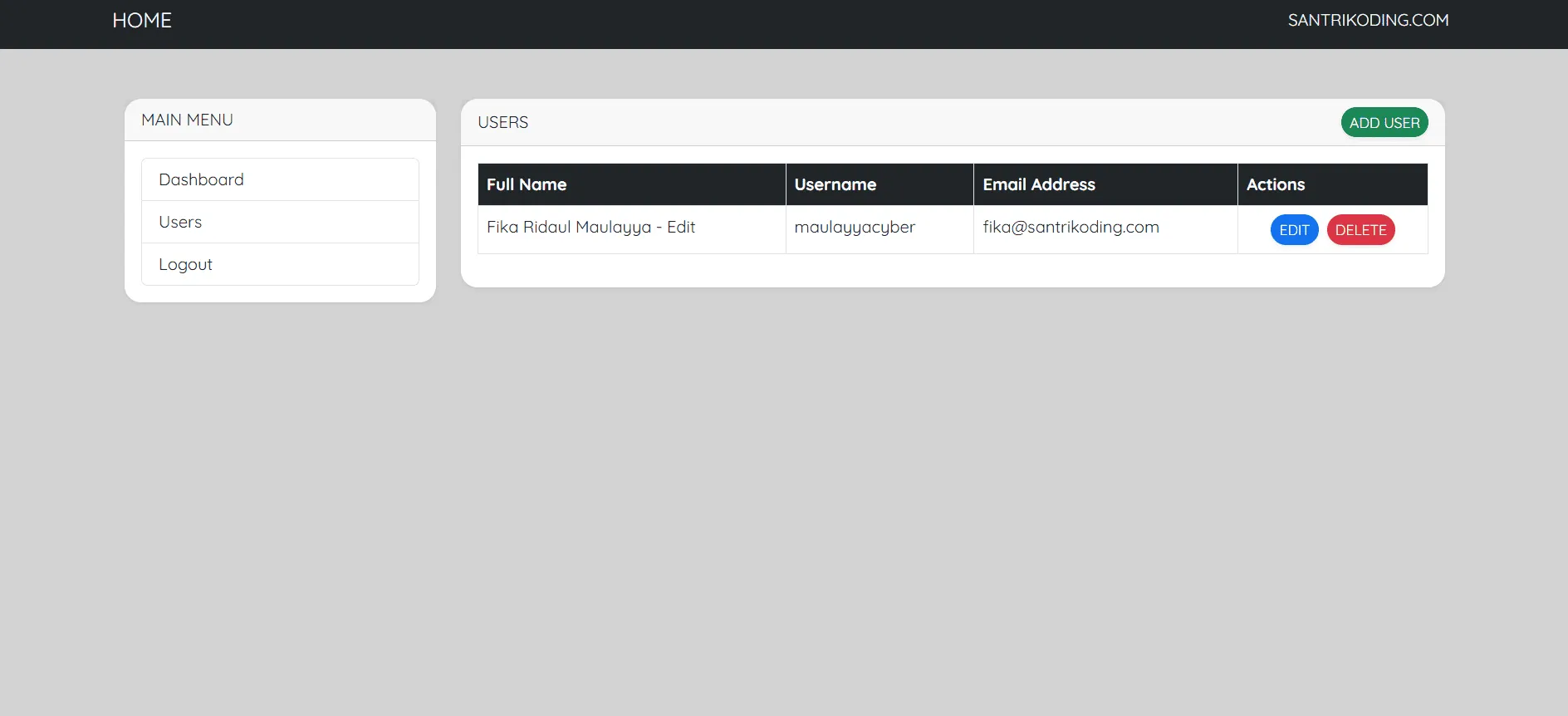 CRUD USER login
