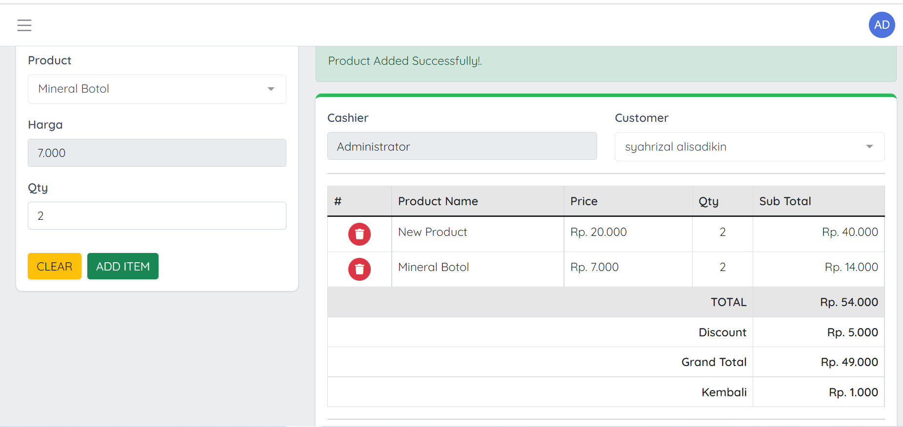 Hasil Karya Aplikasi Kasir Point Of Sales Dengan Laravel Inertiajs Dan Vuejs 0508